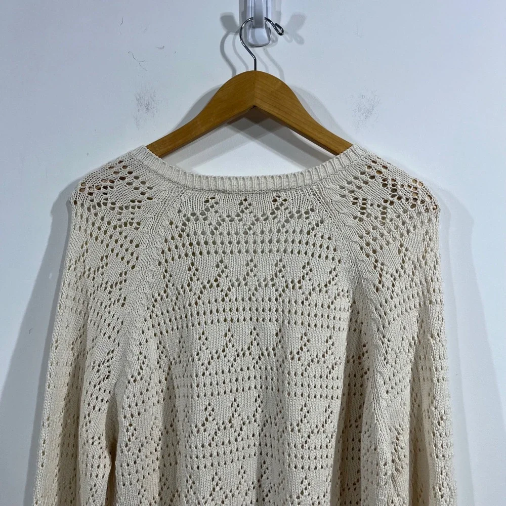 Sezane Capucine Pointelle Knit Cardigan Sweater Womens Small Cottagecore Preppy - Picture 6 of 11